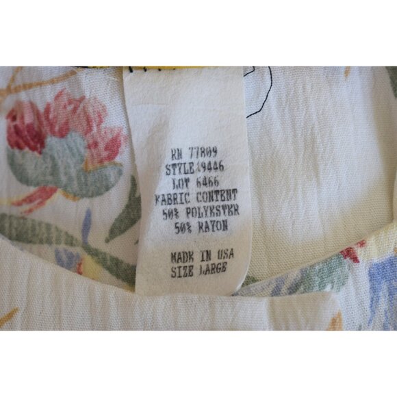 Vintage 90s Floral  Poly/Rayon Boxy Fit Long Sleeves‎ Crop Shirt size Large - Picture 7 of 10